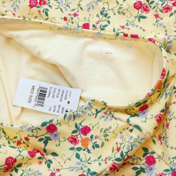 Amor y Besos Penelope Yellow Floral Halter One Piece Cheeky Swimsuit Pacsun - M - Picture 3 of 5